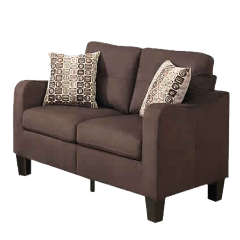 Polyfiber 2 Pieces Sofa Set With Accent Pillows Brown - Benzara