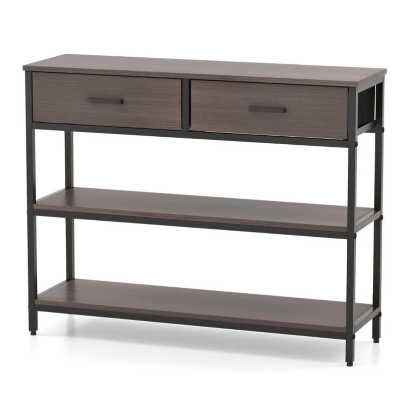 Hivvago Console Table with Folding Fabric Drawers for Entryway