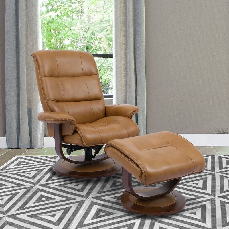 Parker Living Knight - Butterscotch Manual Reclining Swivel Chair and Ottoman