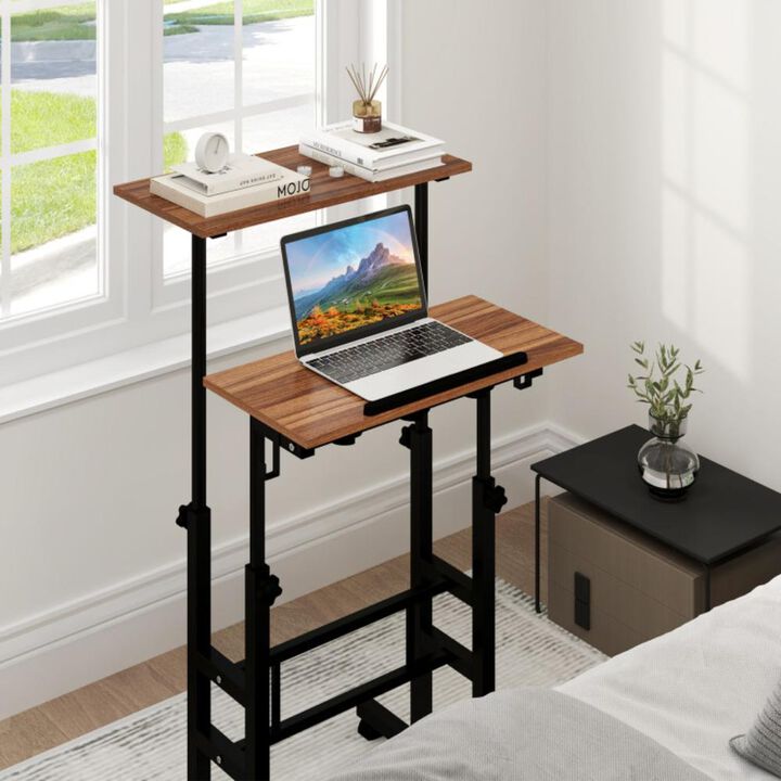 Hivvago Height Adjustable Mobile Standing Desk with Rolling Wheels for Office and Home