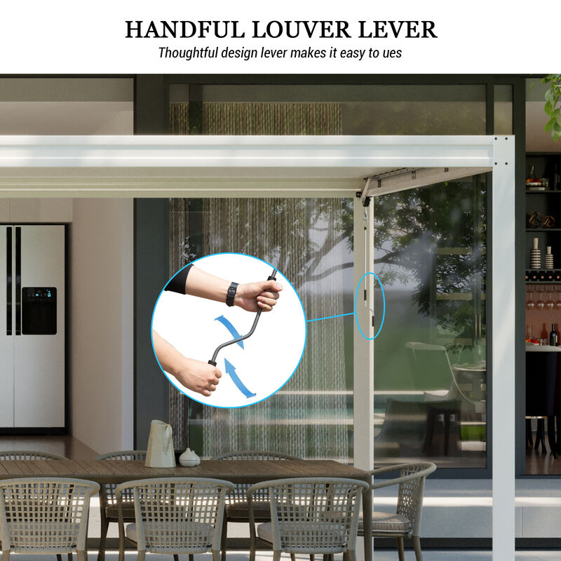 MONDAWE Outdoor Louvered Pergola 10X20FT, Aluminum Pergola with Adjustable Roof and Efficient Drainage System
