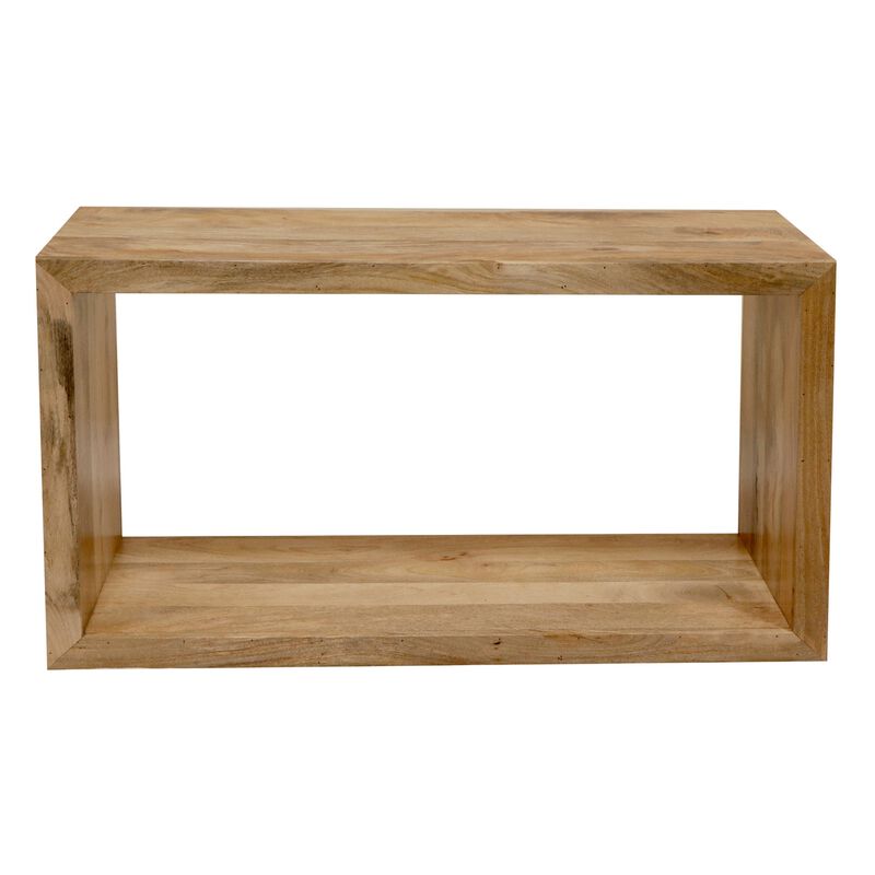 Keli 52 Inch Mango Wood Sideboard Console Table, Open Cube, 1 Shelf, Natural Brown-Benzara