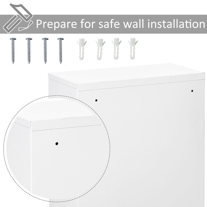 White Medicine Cabinet: 24x16 Steel Wall Mount with 3-Tier Storage