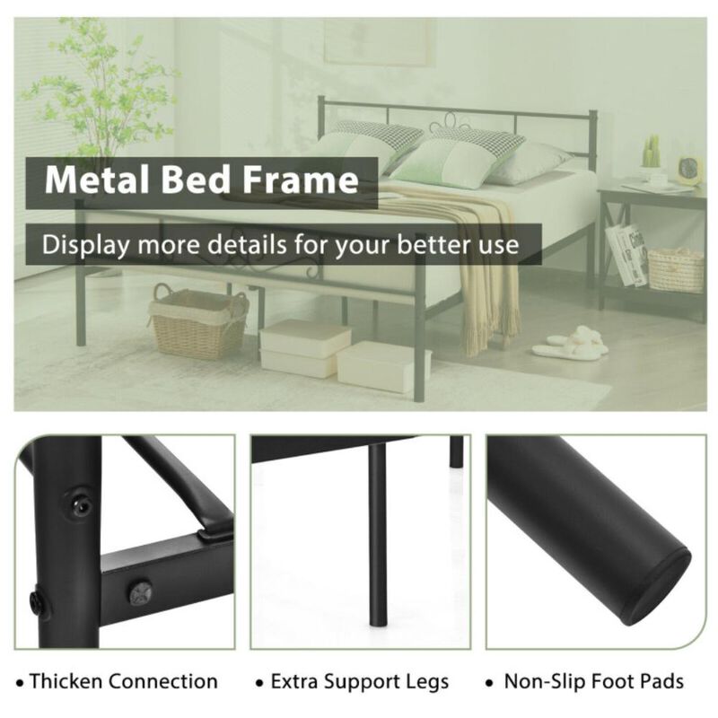 Hivvago Metal Bed Frame with Headboard and Footboard