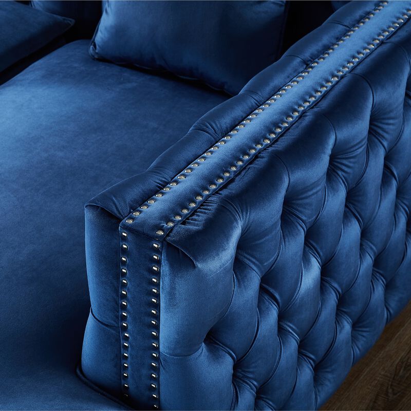 Inspired Home Clarinda Velvet Left Facing Corner Sectional Sofa