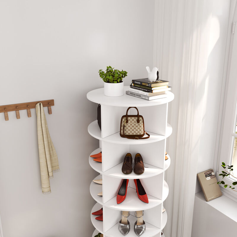 6-Tier 360° Rotating Shoe Cabinet, Space-Saving Shoe Storage Organizer