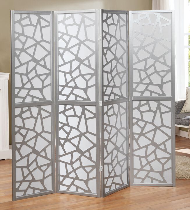 Streamdale Giyano 4 Panel Screen Room Divider, Sliver