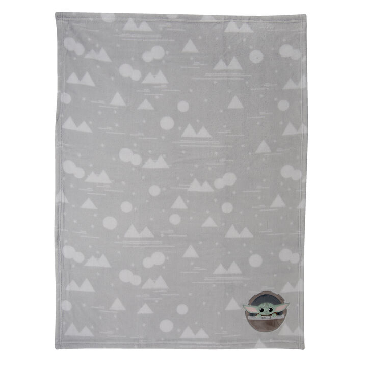 Lambs & Ivy Star Wars Mandalorian The Child/Baby Yoda Gray Fleece Baby Blanket