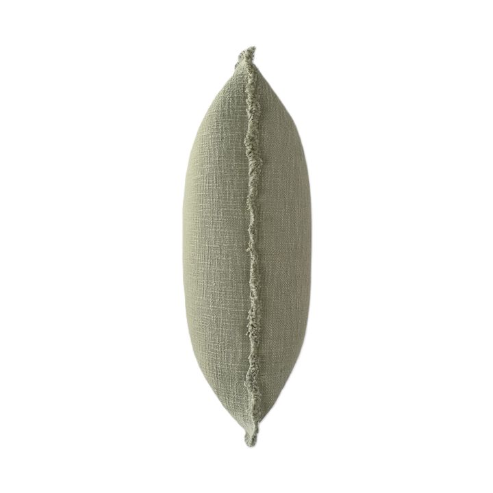 Organic Chic washed textured cotton solid pillow with frayed edges
