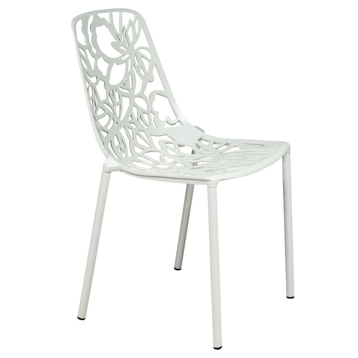 LeisureMod Devon Modern Indoor Outdoor Aluminum Dining Chair in Khaki Green