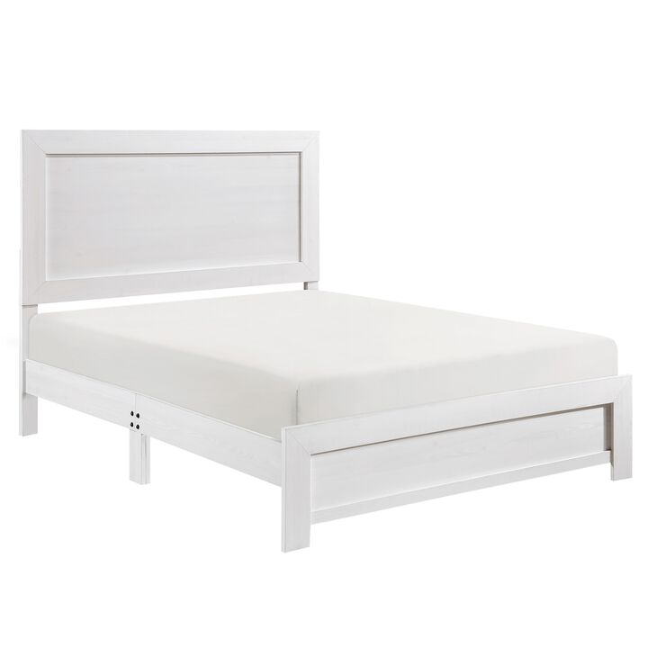 Eby King Size Bed, Rustic Farmhouse Style, White Finish Wood Veneer - Benzara
