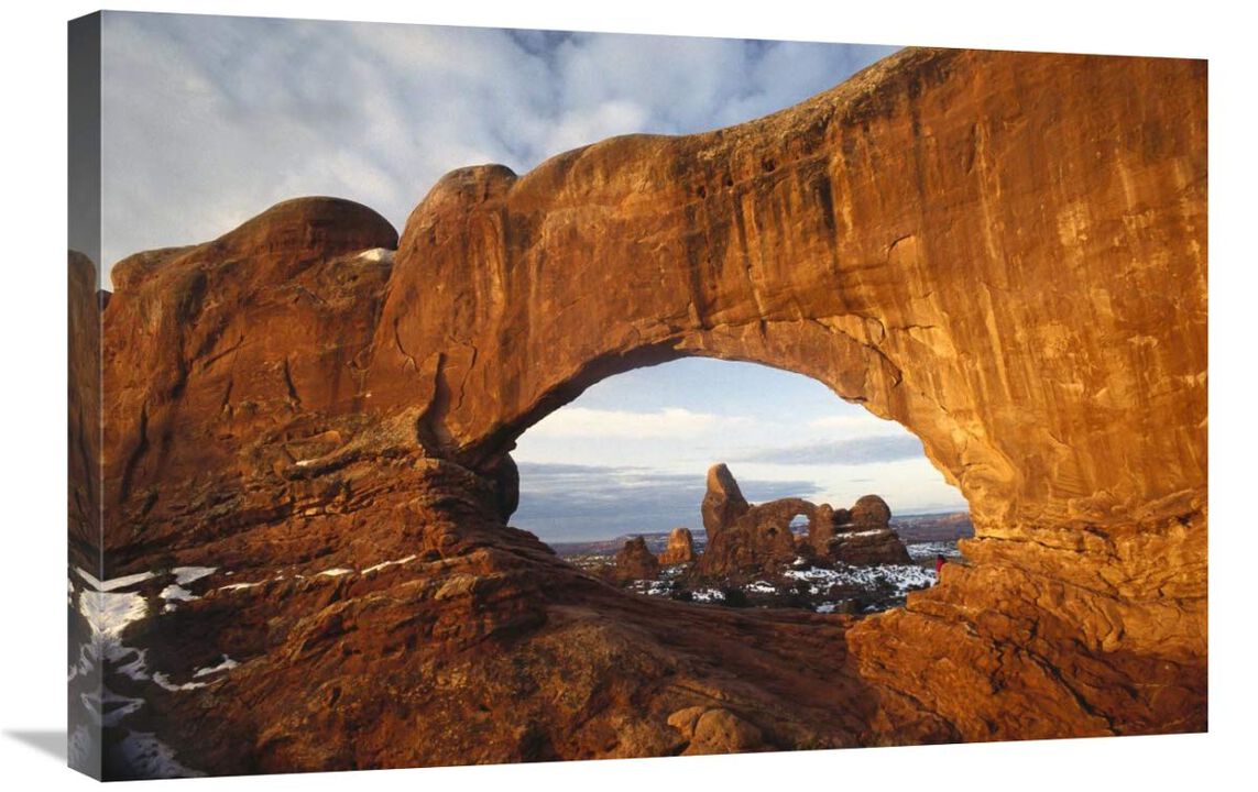 Turret arch through north window arch, Arches National Park, Utah-Canvas Art-30x20