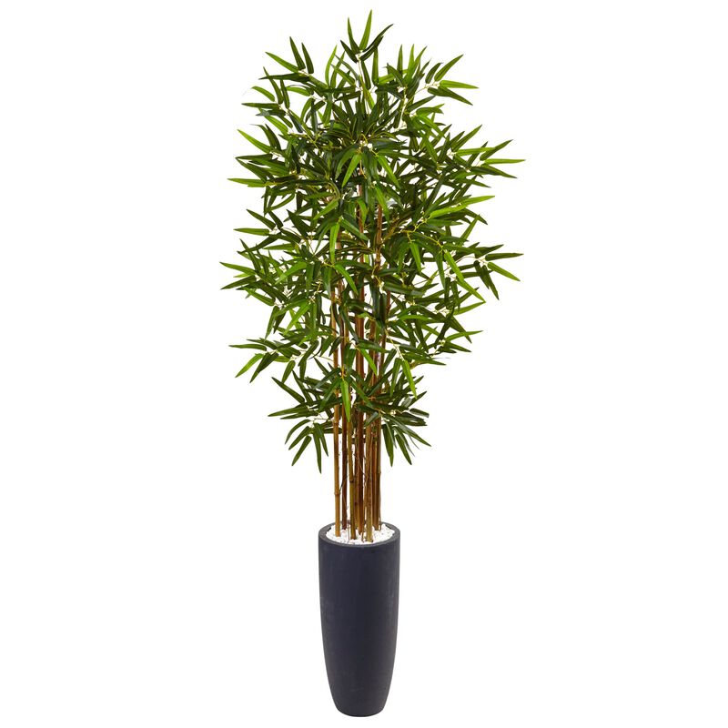 Hivvago 5 Feet Bamboo Tree in Gray Cylinder Planter