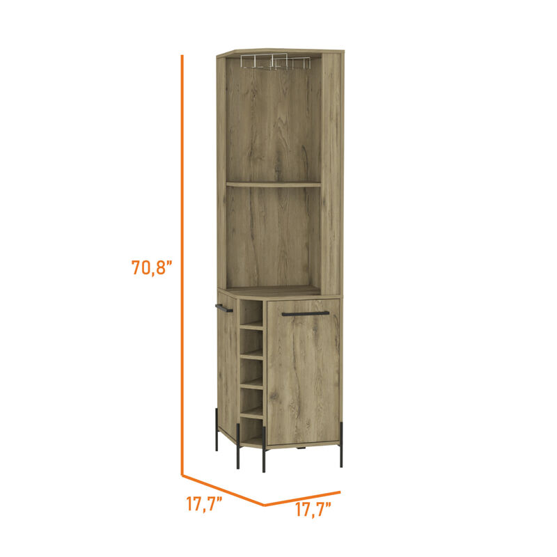 Sebago 5-Bottle 2-Shelf Bar Cabinet Macadamia