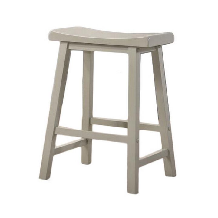 24 Inch Ergonomic Counter Height Stool, Set of 2, Curved Saddle Seat, Gray - Benzara