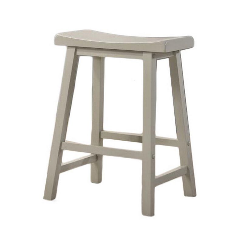 24 Inch Ergonomic Counter Height Stool, Set of 2, Curved Saddle Seat, Gray - Benzara