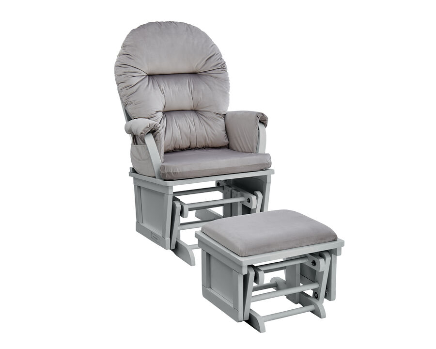 Madison Glider and Ottoman Gray Wood and Light Cloud Gray Fabric
