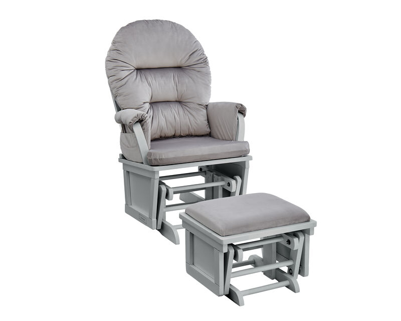 Madison Glider and Ottoman Gray Wood and Light Cloud Gray Fabric