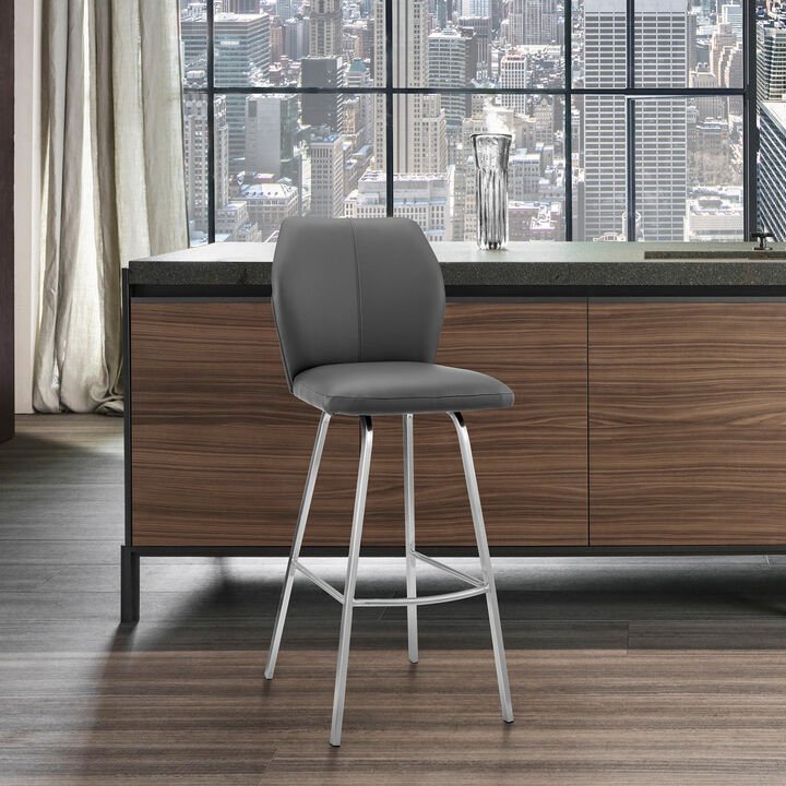 Tandy Black Faux Leather and Black Metal  Counter Stool