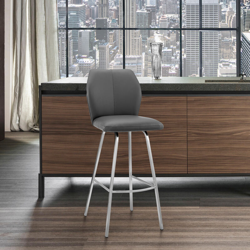 Tandy Black Faux Leather and Black Metal  Counter Stool