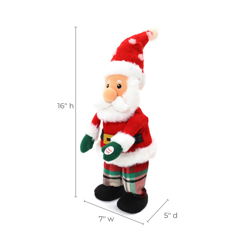LuxenHome Animated Singing 16" Tall Santa Holiday Decoration, Battery Operated