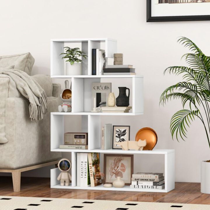 Hivvago 5-Tier S-Shaped Bookshelf Geometric Z-Shelf Bookcase with Open Cubes