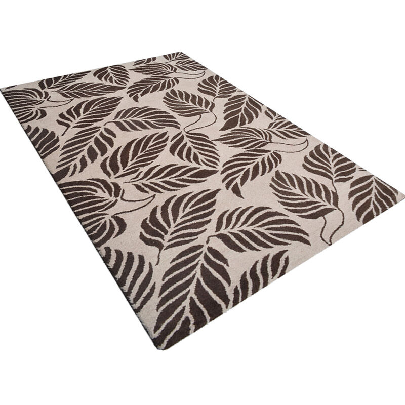 RUGSOTIC CARPETS HAND TUFTED WOOL ECO-FRIENDLY AREA RUGS  - 5'x8', Rectangle Shape, Beige & Brown, Floral Modern Design, High Pile Thick Handmade Area Rugs for Living Room, Bed Room (K00510)