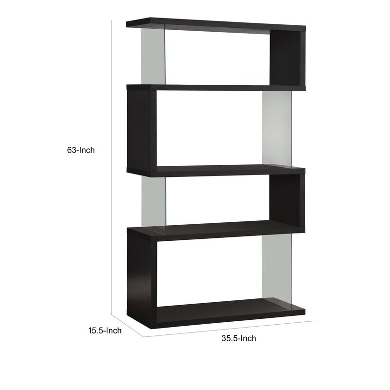 Asymmetrical Snaking Wooden Bookcase