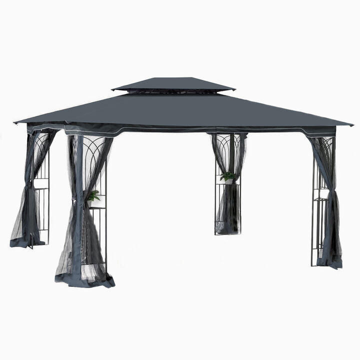 13 X 10 Outdoor Patio Gazebo Canopy Tent With Ventilated Double Roof And Mosquito Net