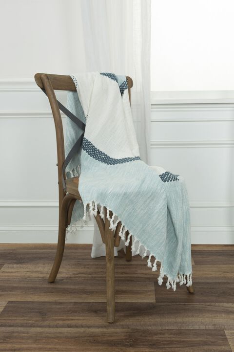 Blue/Natural 50" x 60" Throw Blanket
