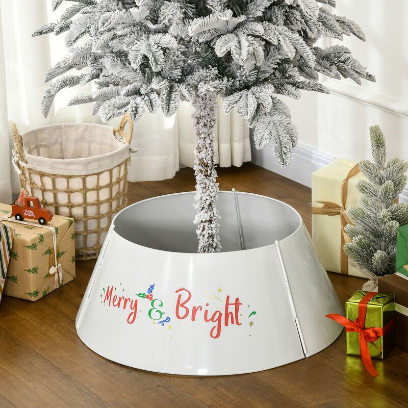 Christmas Tree Collar 26 Inch Metal Tree Ring Xmas Tree Skirt Decoration White