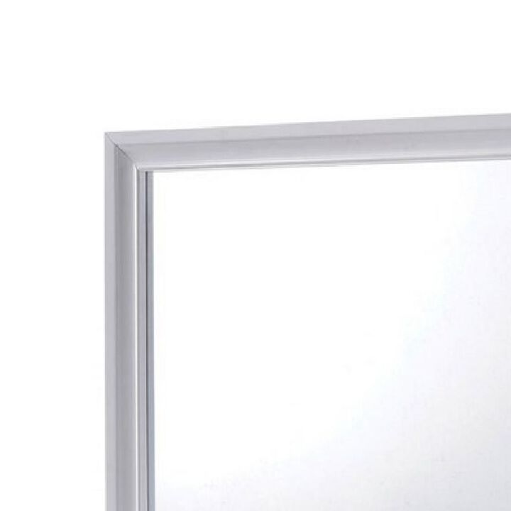 Wall Mirror with Molded Wooden Frame, White-Benzara