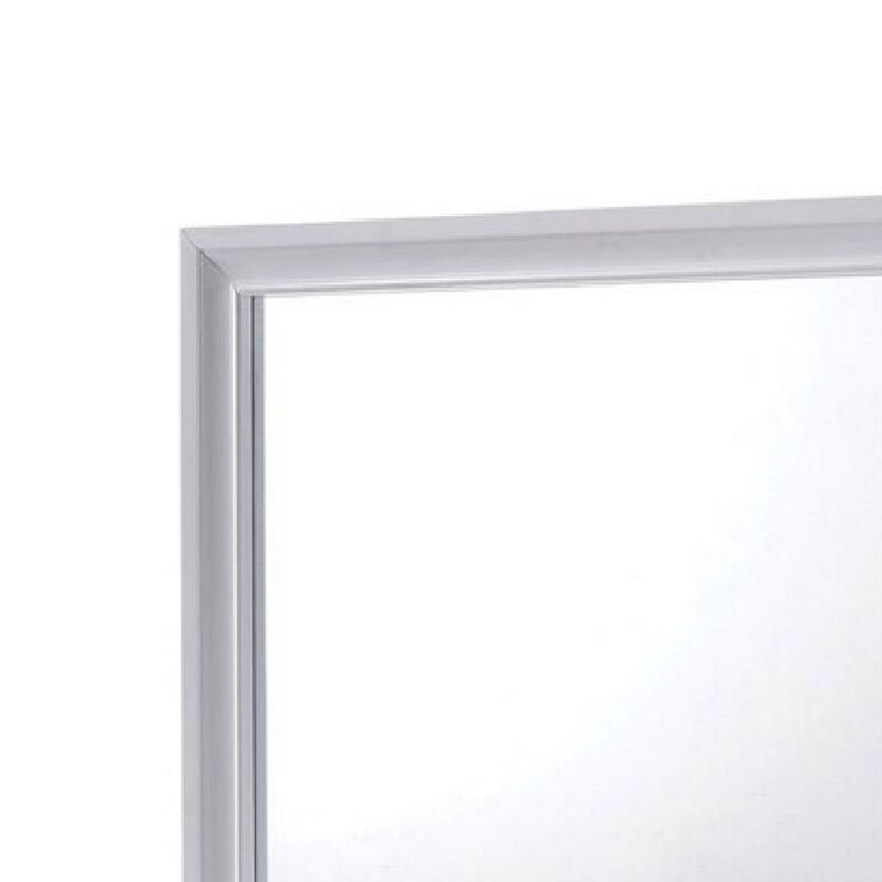 Wall Mirror with Molded Wooden Frame, White-Benzara