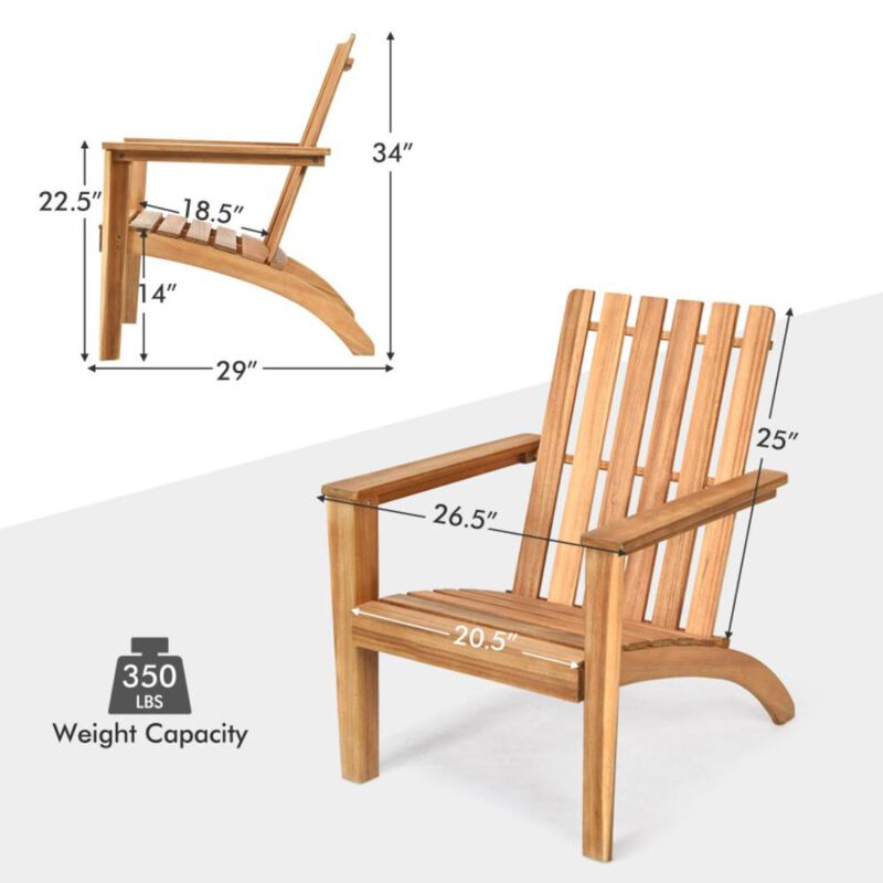 Hivvago Outdoor Durable Patio Acacia Wood Adirondack Lounge Armchair