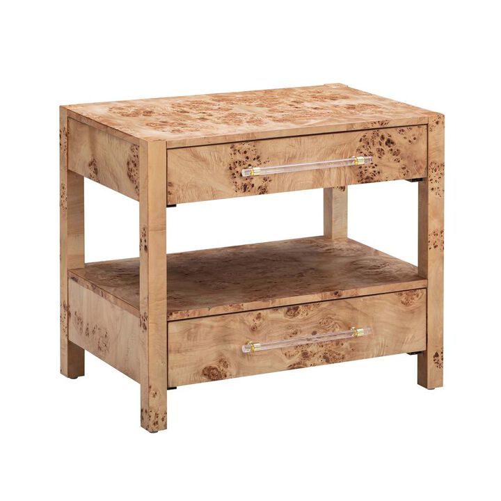 Belen Kox Elegant Burl Wood Nightstand, Belen Kox