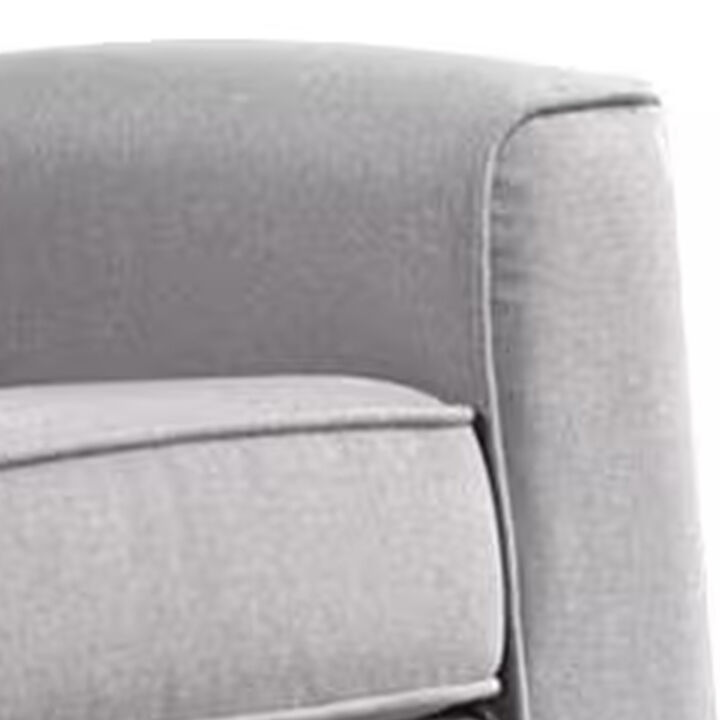 34 Inch Rocking Chair, Wood Frame, Vertical Channel Tufted Gray Linen - Benzara