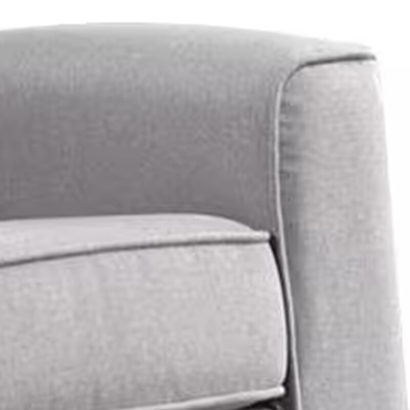 34 Inch Rocking Chair, Wood Frame, Vertical Channel Tufted Gray Linen - Benzara