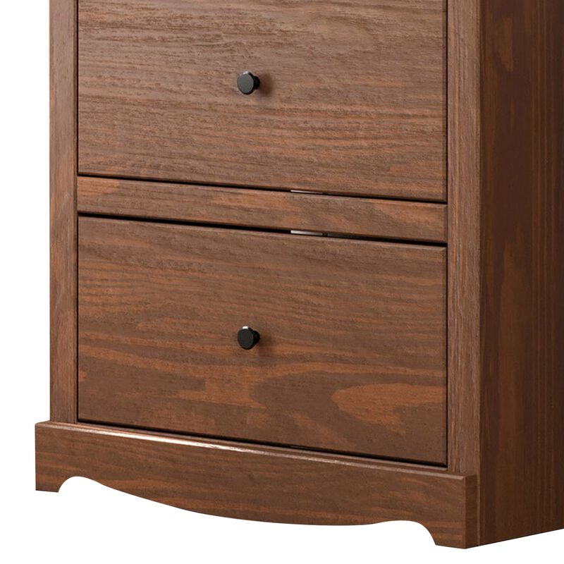 Stav Tall Dresser Chest with 4 Drawers, Plank Style, Brown Solid Wood