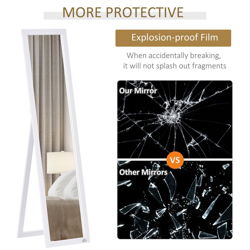 White Full-Length Mirror: Floor Standing or Wall-Mounted Rectangle