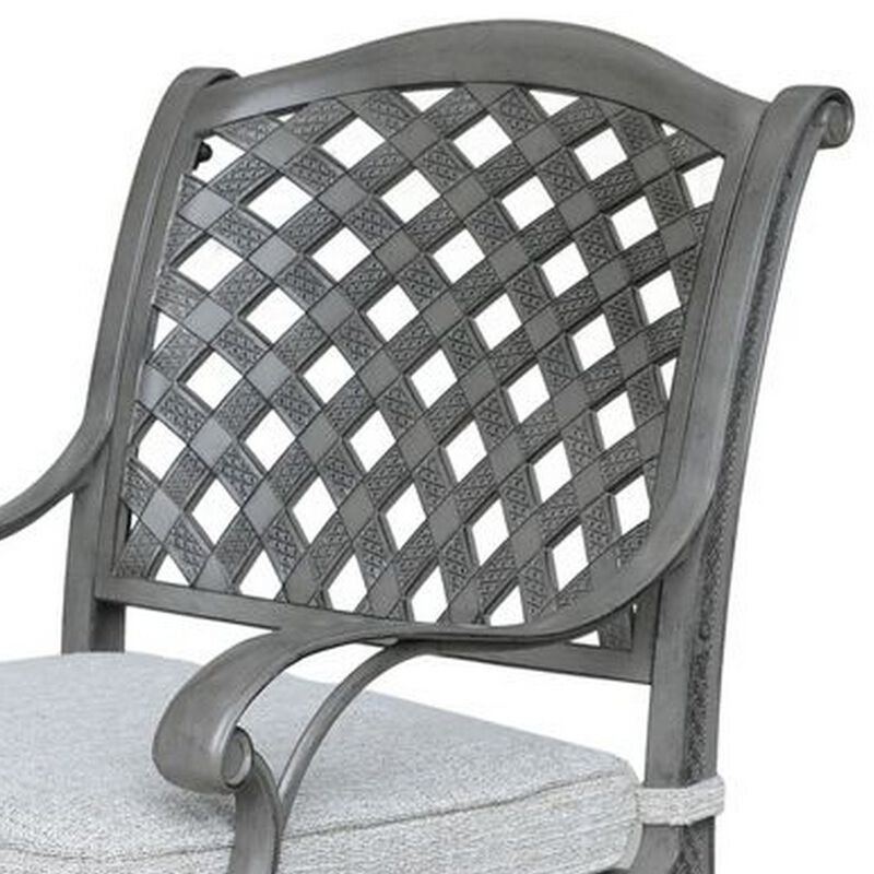 Mace Outdoor Patio Dining Armchair, 24 Inch, Aluminium, Golden Beige