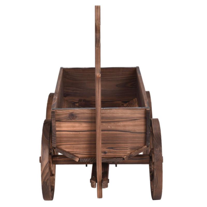 Hivvago Wood Wagon Planter Pot Stand with Wheels