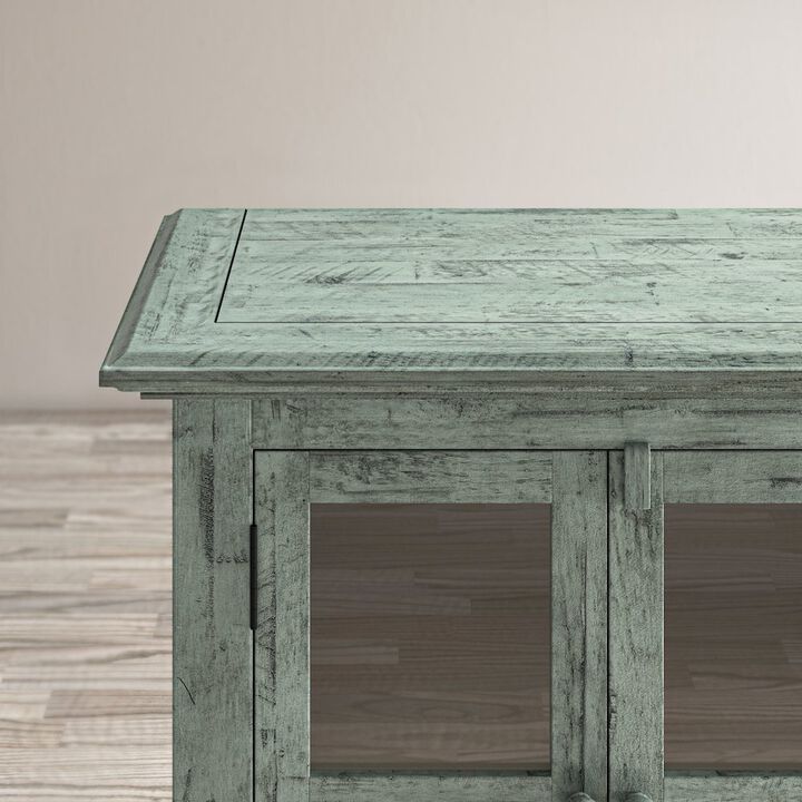Jofran Rustic Shores 54 Coastal Distressed Acacia Four-Door Credenza Cabinet