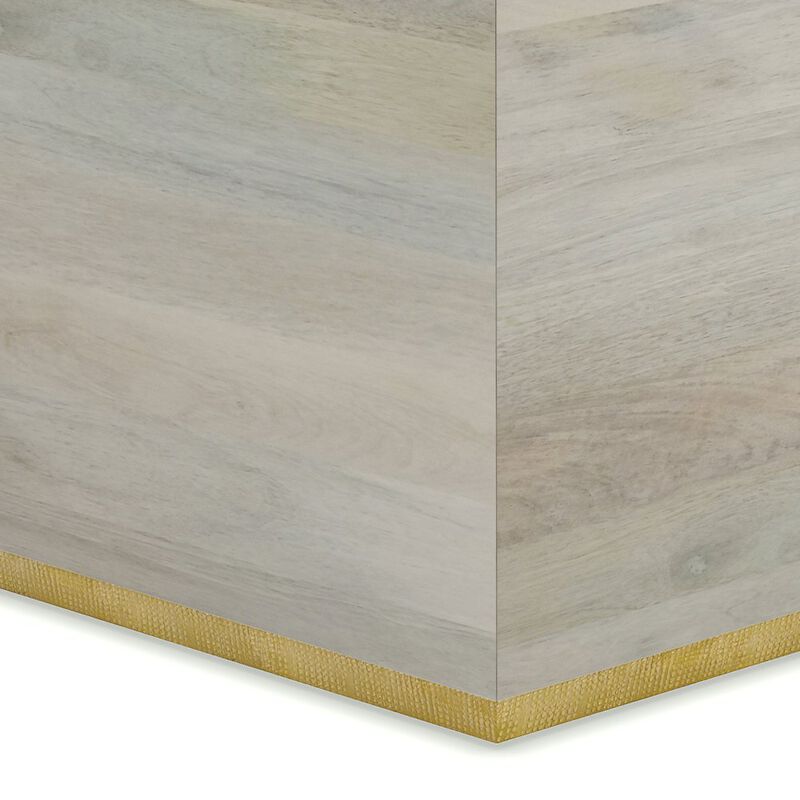 Simpli Home Abba Solid Mango Wood  Square Coffee Table In White Wash