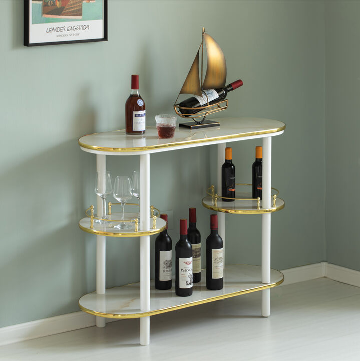 Sturdy, Portable, Easy Assembly Wooden Console Table Mini Bar Cabinet, Modern Style Multi functional from Coffee and Tea Haven, Drink Station or a Beer Island in your Kitchen, Brown