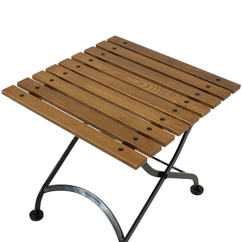 Sunnydaze Chestnut Wood Folding 20" Square Side Table