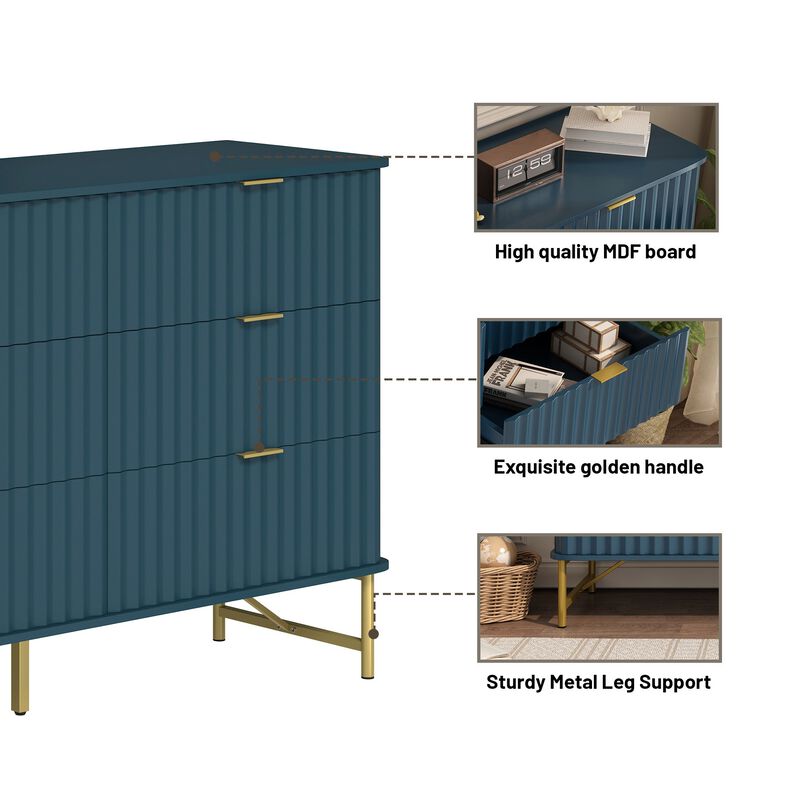 6-Drawer Dresser Chest with Metal Base
