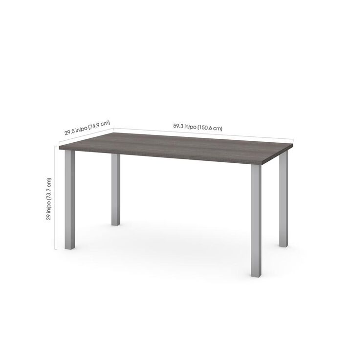 Bestar 30 x 60 Table with square metal legs in Bark Gray