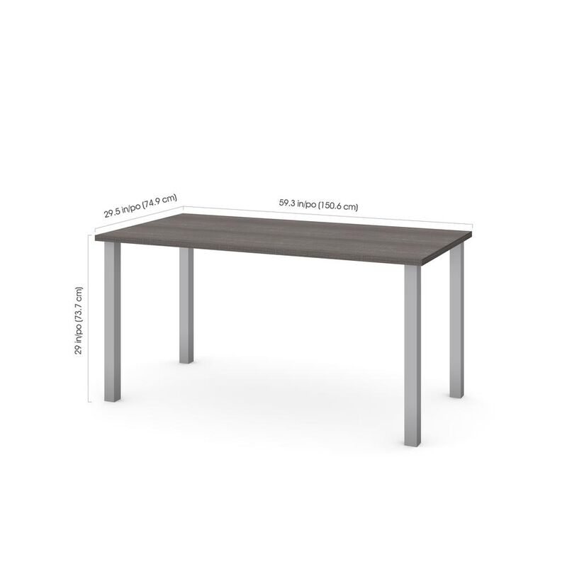 Bestar 30 x 60 Table with square metal legs in Bark Gray