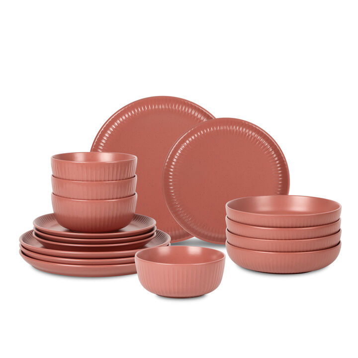 Stone Lain Logan Stoneware 16 Piece Dinnerware Set with Pasta Bowls
