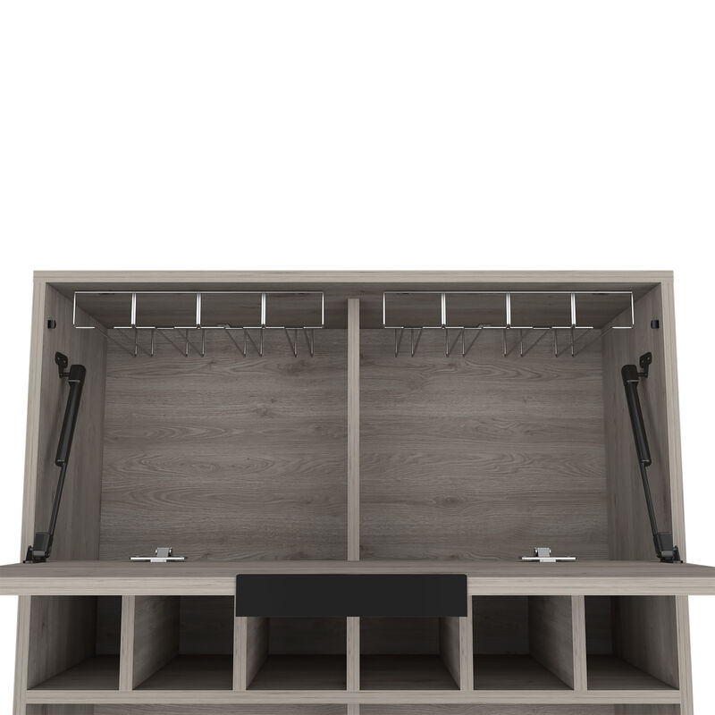 DEPOT E-SHOP Staten Bar Cabinet, Six Built-in Wine Rack, Two Door Flexible Cabinets, Light Gray